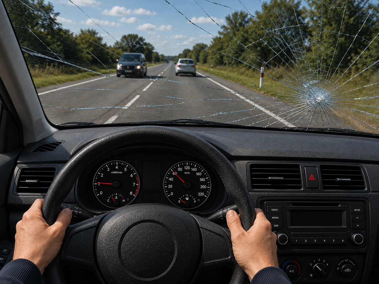 O que deve fazer se o para-brisas ficar danificado durante a condução?