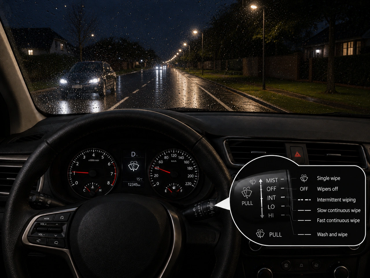What should you do if the windscreen wipers stop working during heavy rain?