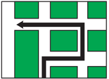 Route zum Linksabbiegen.