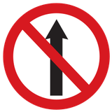 Geradeausfahren verboten.