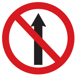 Geradeausfahren verboten.