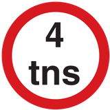Fahrzeuge über angegebener Masse verboten.