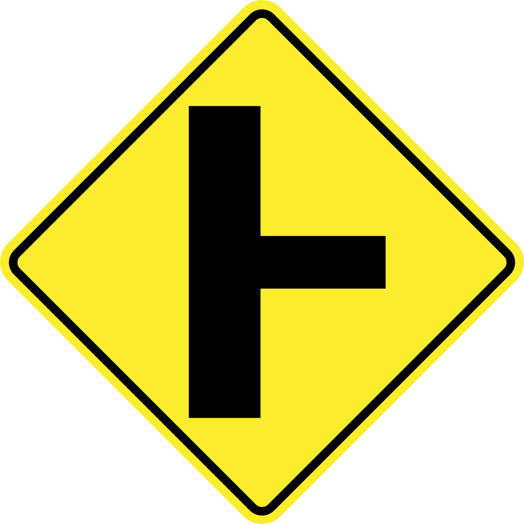 Warnung vor Seitenstraße von rechts.