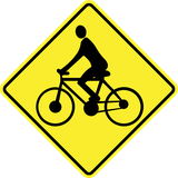 Warnung vor Radfahrern.