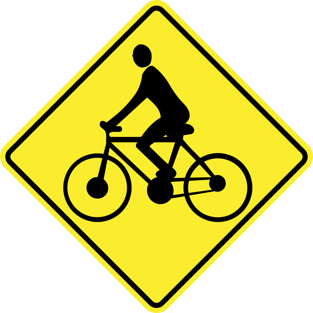 Warnung vor Radfahrern.
