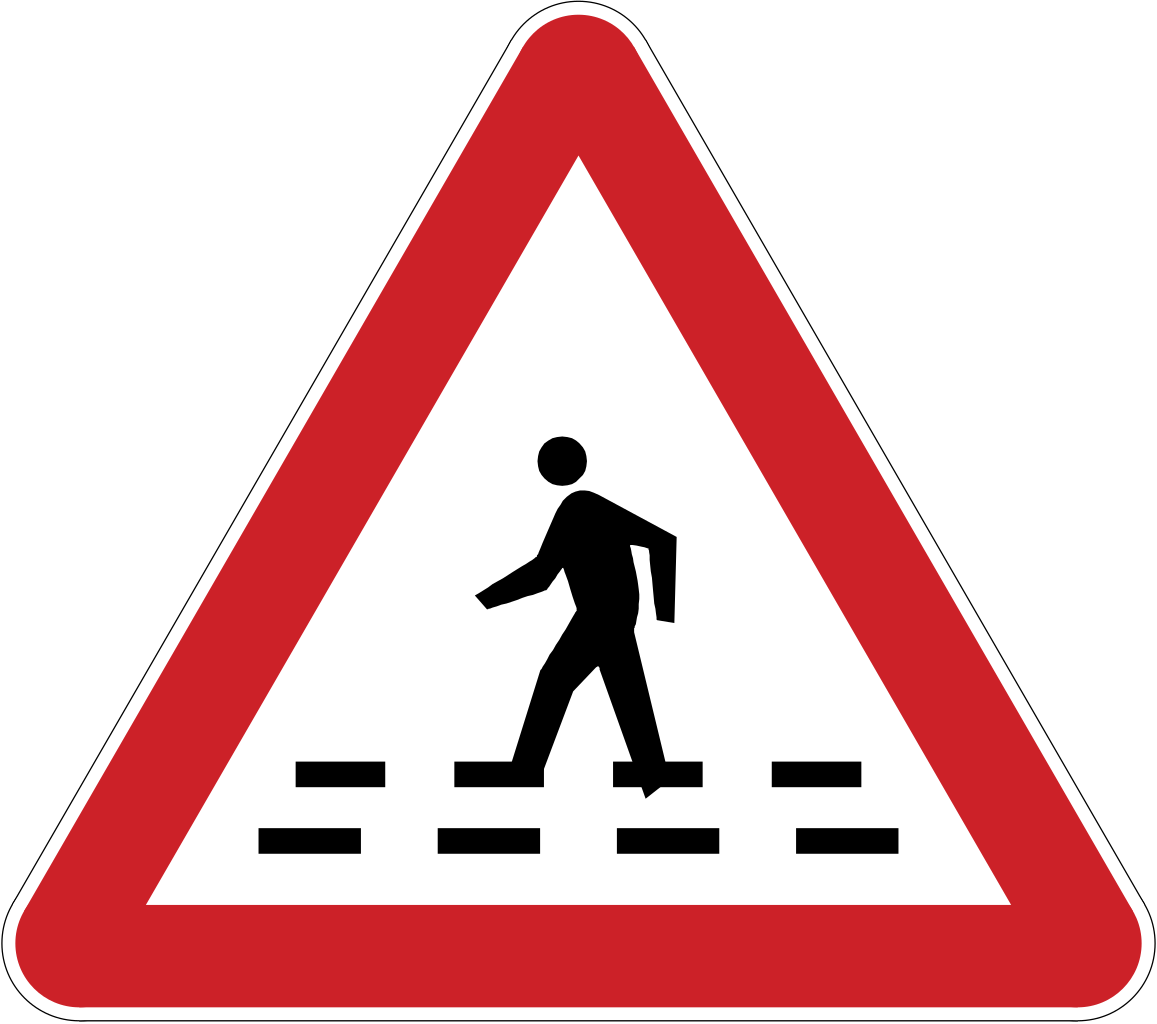 Warnung vor einem Fußgängerüberweg.