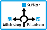Information about the directions of the roundabout.
