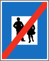 End of the zone for pedestrians.