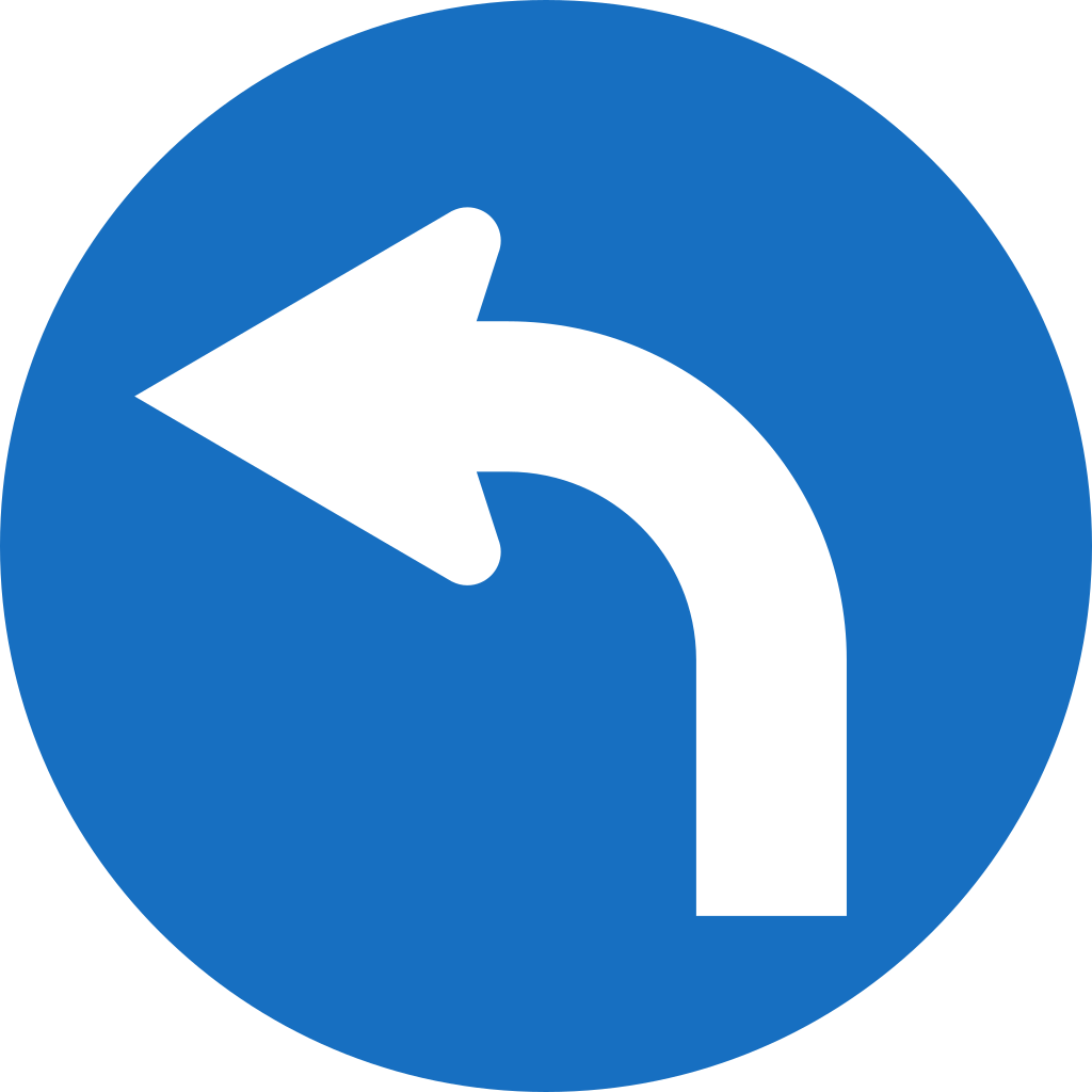 Turning left mandatory.