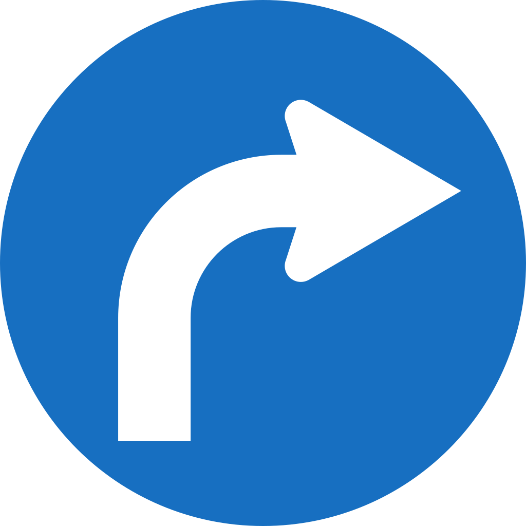Turning right mandatory.
