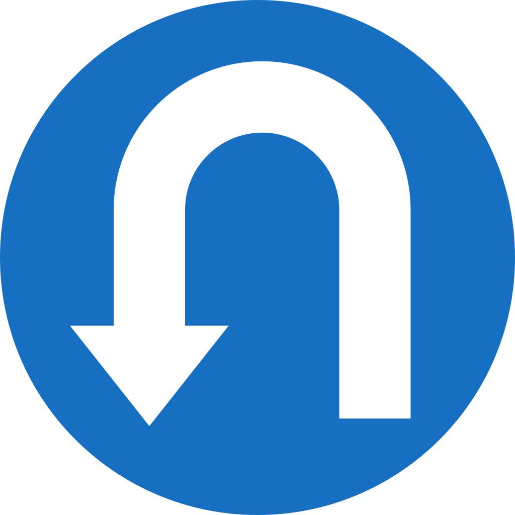 Turning around mandatory (U-turn).
