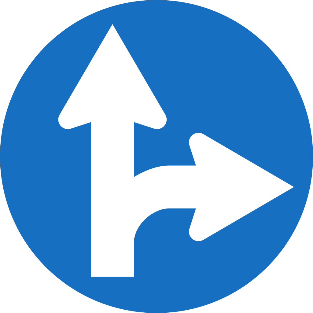 Driving straight ahead or turning right mandatory.