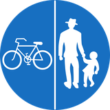 Mandatory divided pedestrian and cycle path.