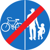 End of divided pedestrian and cycle path.