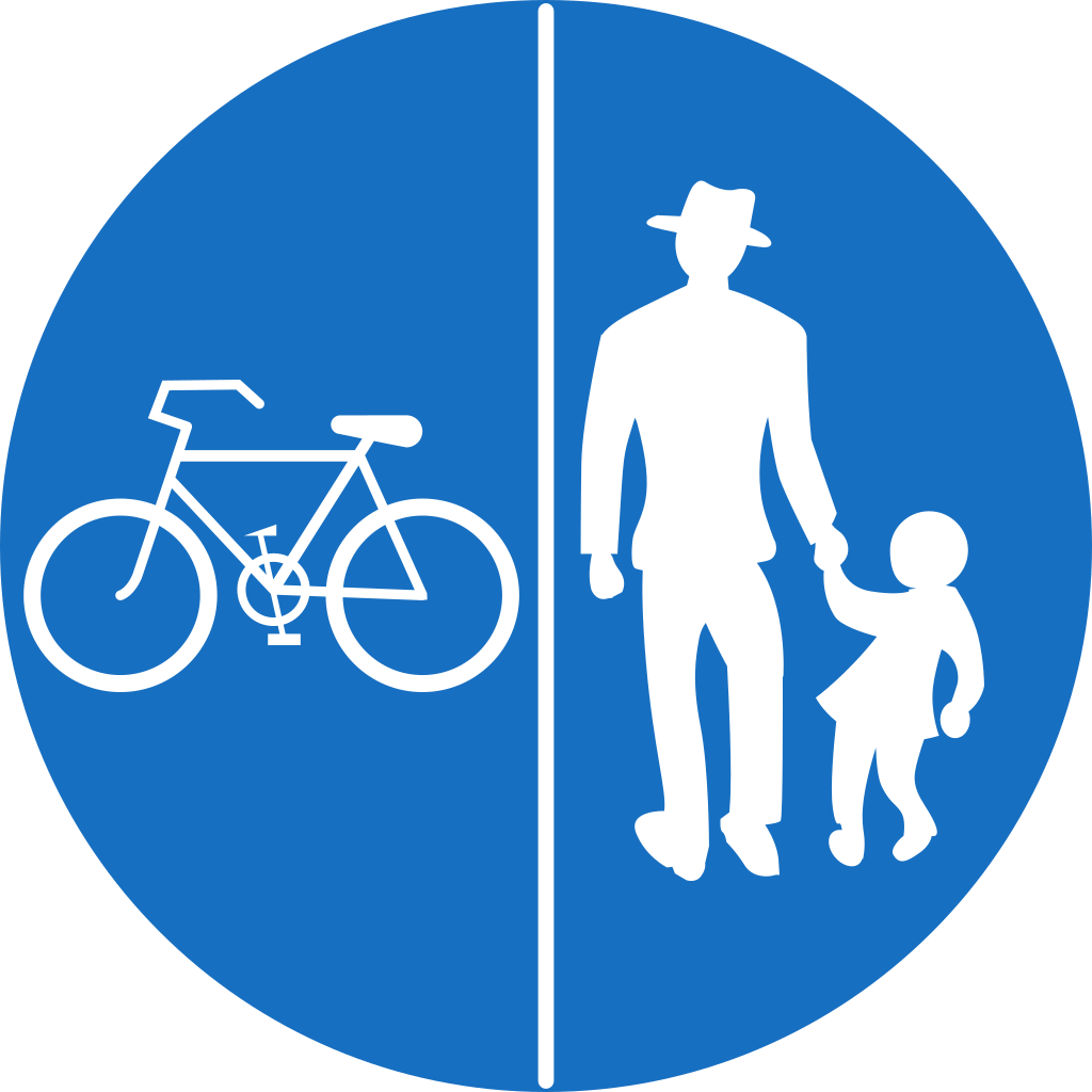 Mandatory divided pedestrian and cycle path.