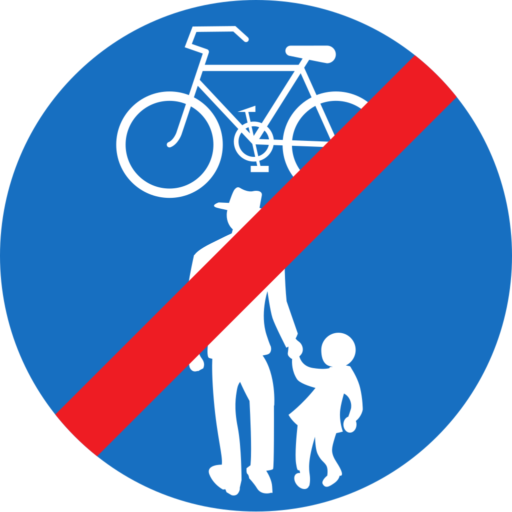 End of shared pedestrian and cycle path.