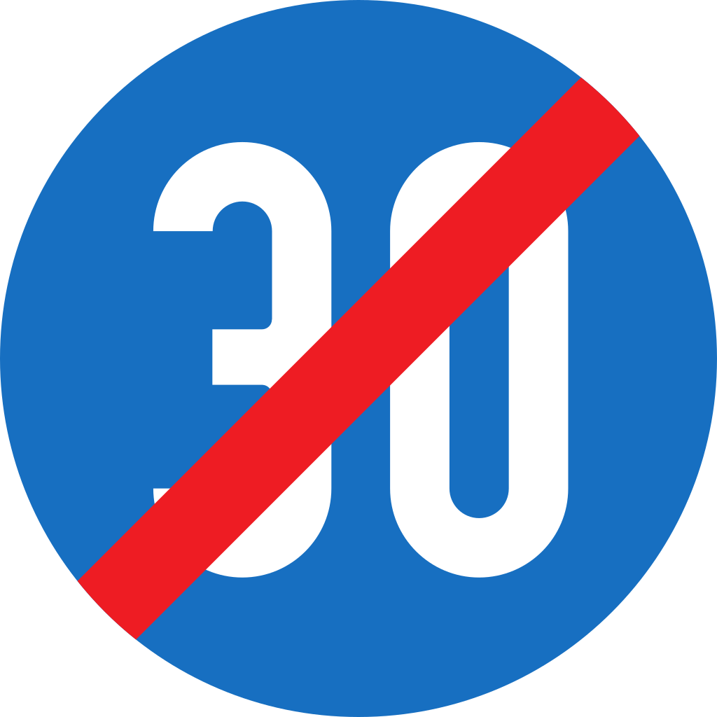 End of the minimum speed.