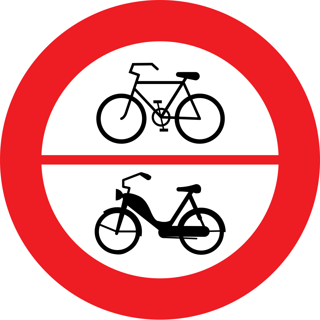 Cyclists and mopeds prohibited.
