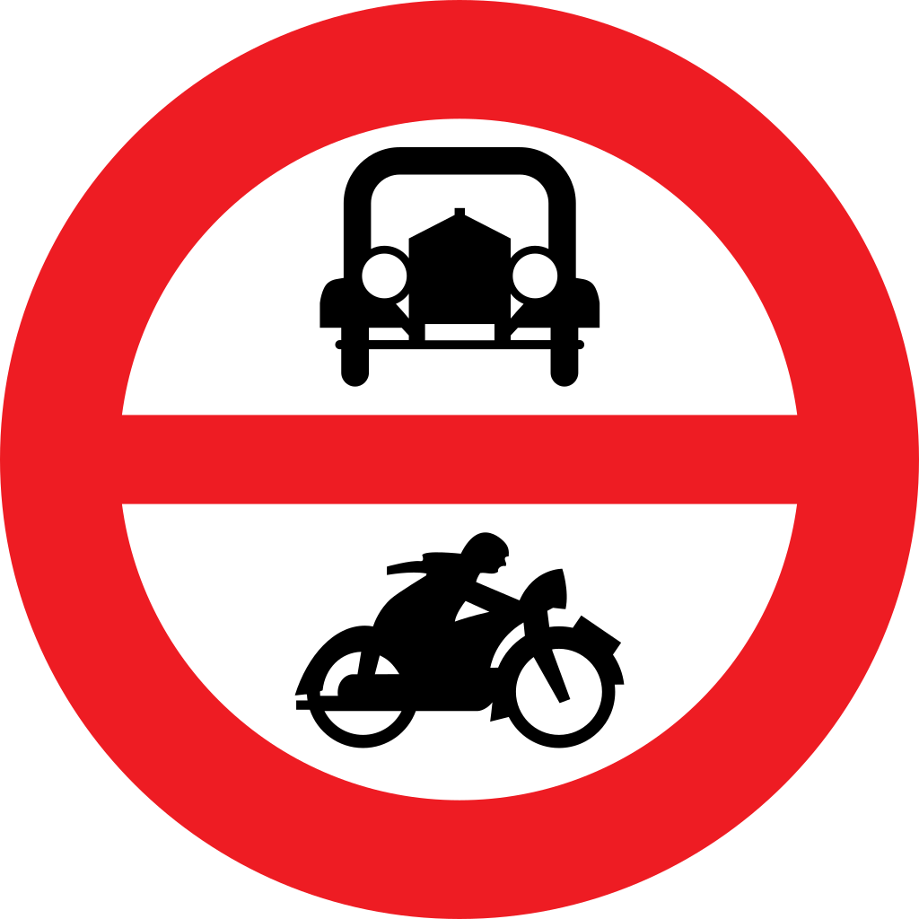 Motorcycles and cars prohibited.