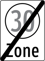 End of the zone with speed limit.