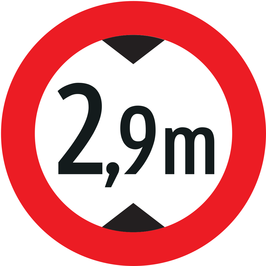 Vehicles higher than indicated prohibited.