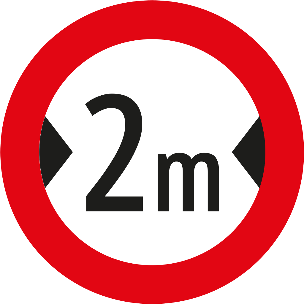 Vehicles wider than indicated prohibited.