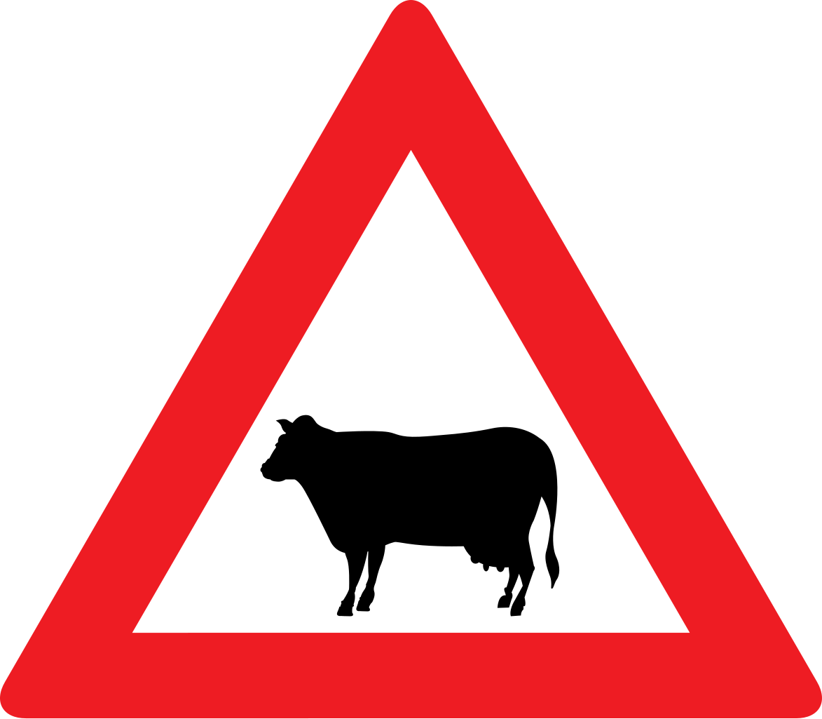 Warning for cattle on the road.