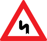 Warning for a double curve, first left then right.
