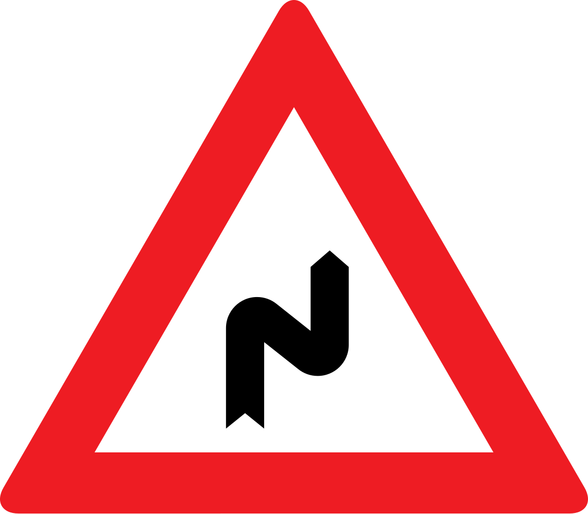 Warning for a double curve, first right then left.