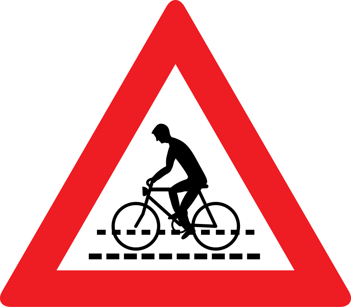 Warning for a cyclist crossing.