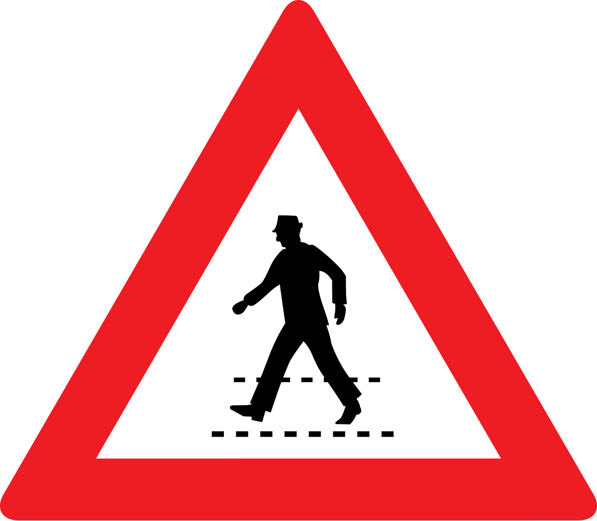 Warning for a pedestrian crossing.