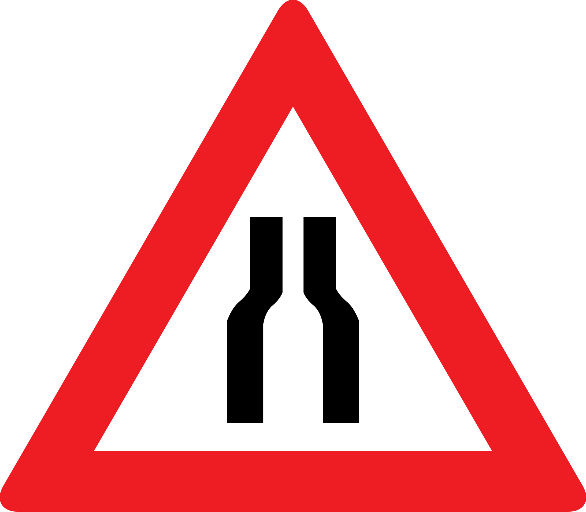 Warning for a road narrowing.