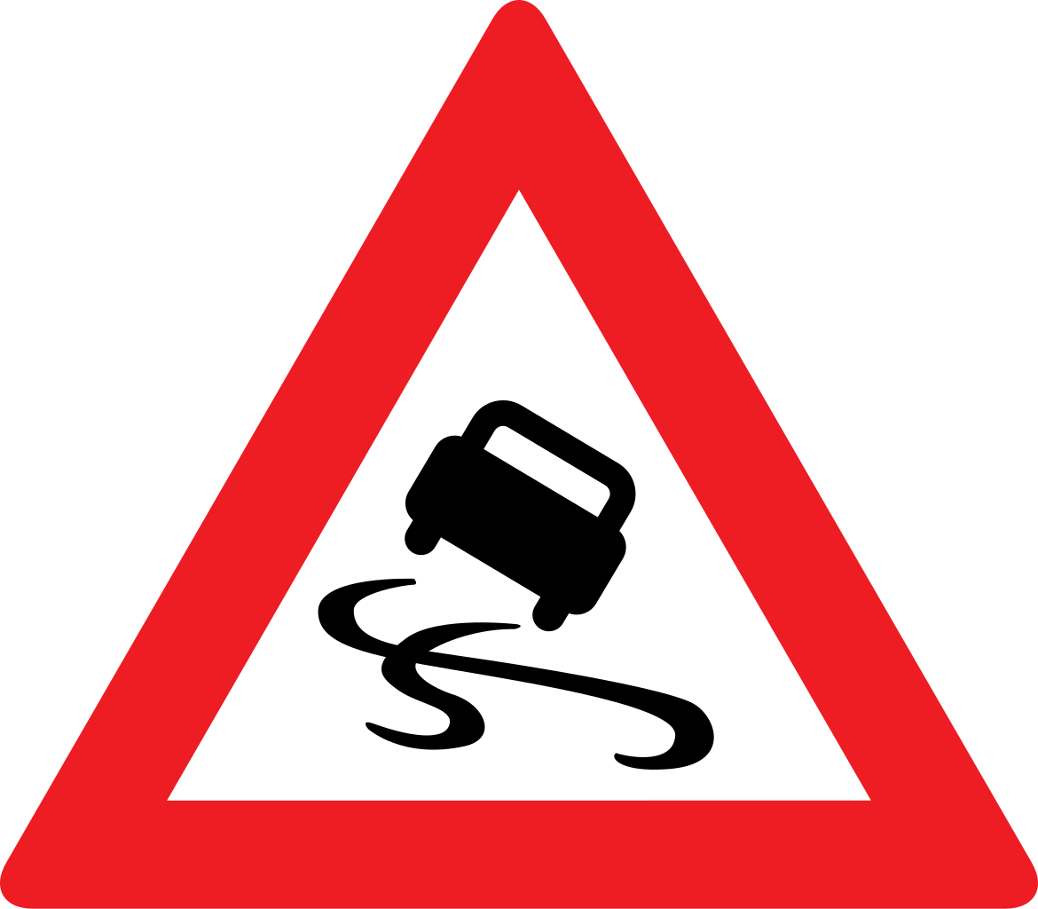 Warning for a slippery road surface.