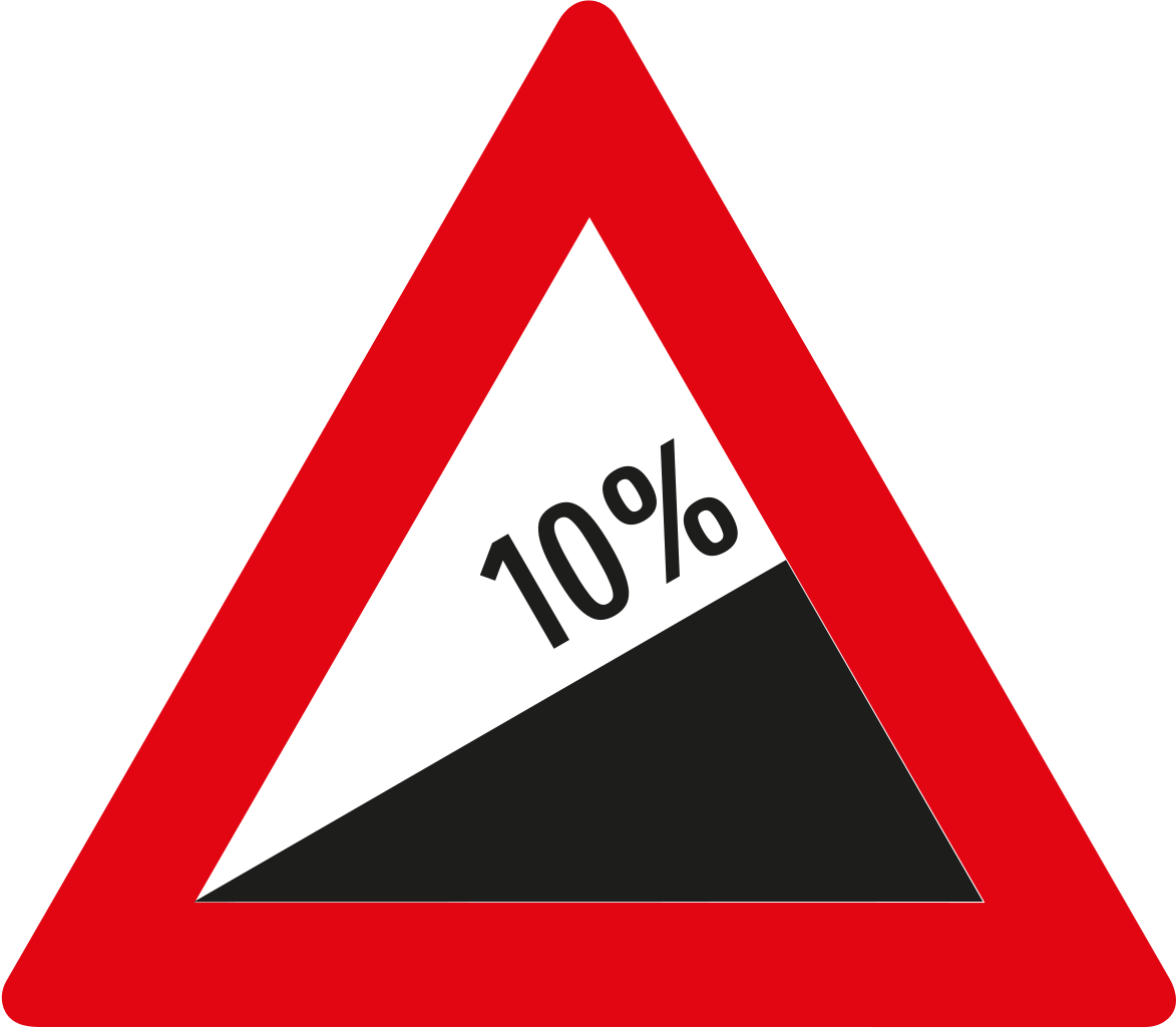 Warning for a steep ascent.