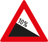 Warning for a steep descent.