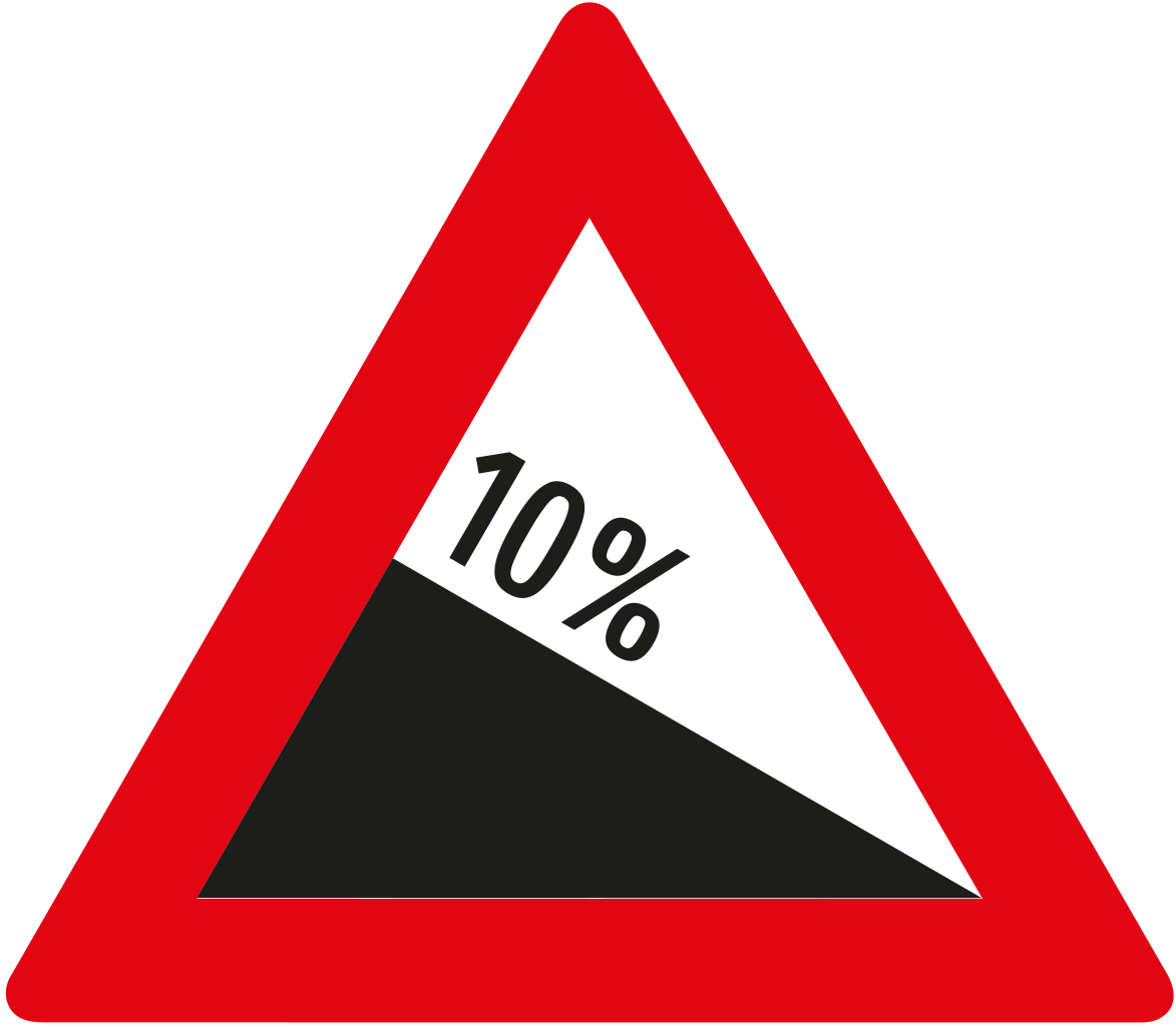 Warning for a steep descent.