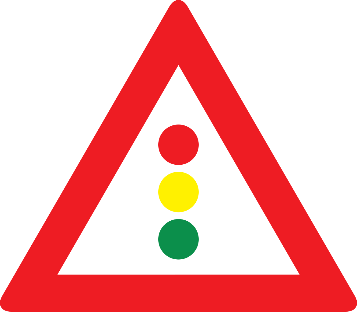 Warning for traffic lights ahead.