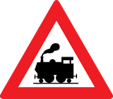 Warning for a railway crossing without barriers.