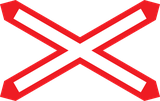 Warning for a railway crossing with one track.