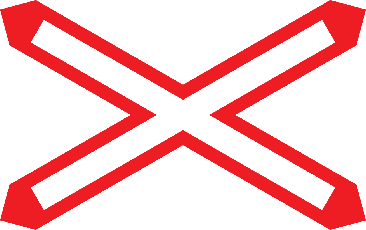 Warning for a railway crossing with one track.