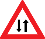 Warning for a road with two-way traffic.