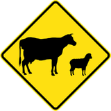 Warning for cattle on the road.