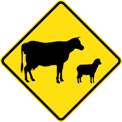 Warning for cattle on the road.