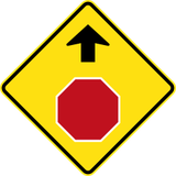 Stop and give way ahead.