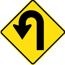 Warning for a hairpin bend to the left.