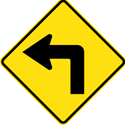 Warning for a sharp curve to the left.