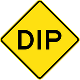 Warning for a dip in the road.