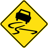 Warning for a slippery road surface.