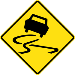 Warning for a slippery road surface.