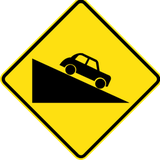 Warning for a steep descent.